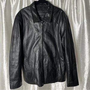 Vintage Leather Jacket Bomber Large Oversized Zip Up Grunge 90s Nicole Miller